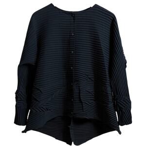 Babette Black Pleated Button Up Blouse